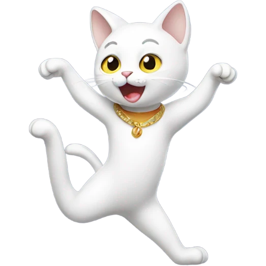 Dancing white cat emoji