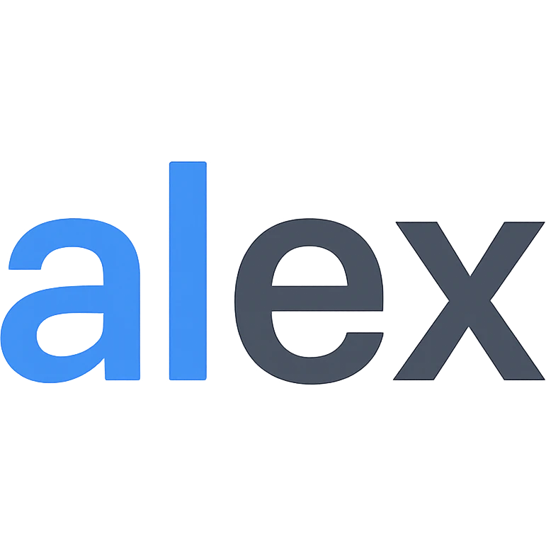 the name 'alex' in a flat icon style, two-tone color, crisp, contemporary emoji