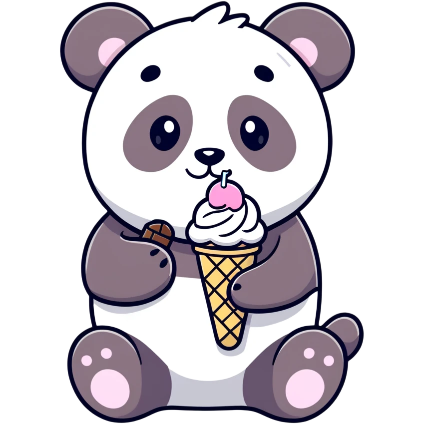 Panda eating ice cream emoji