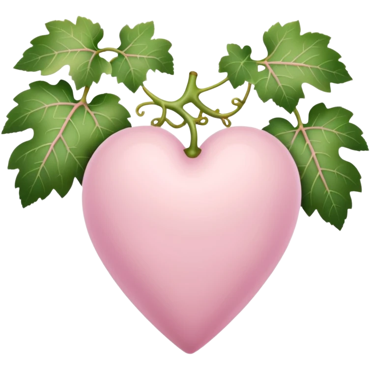 Pale pink heart with the grape leaves  emoji