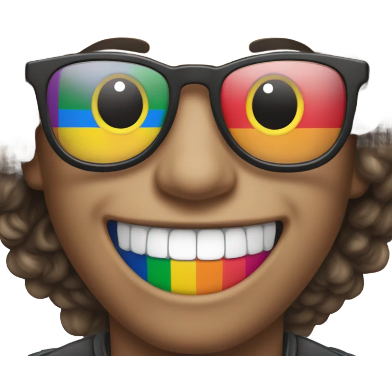 nerd emoji with tongue out and pride flag emoji
