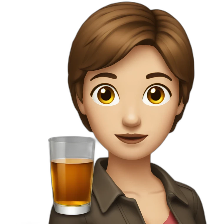 Woman short brown hair drink whisky emoji