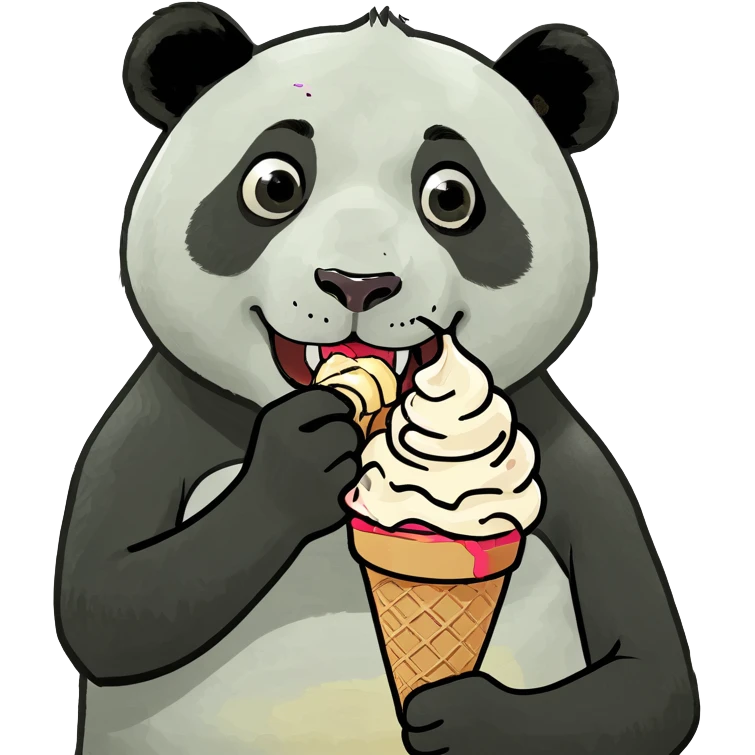Panda eating ice cream emoji