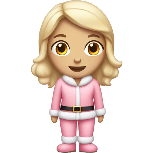 Full body white girl in a light pink Santa outfit  emoji