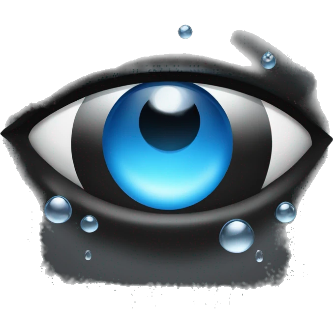 Water droplets on black face emoji