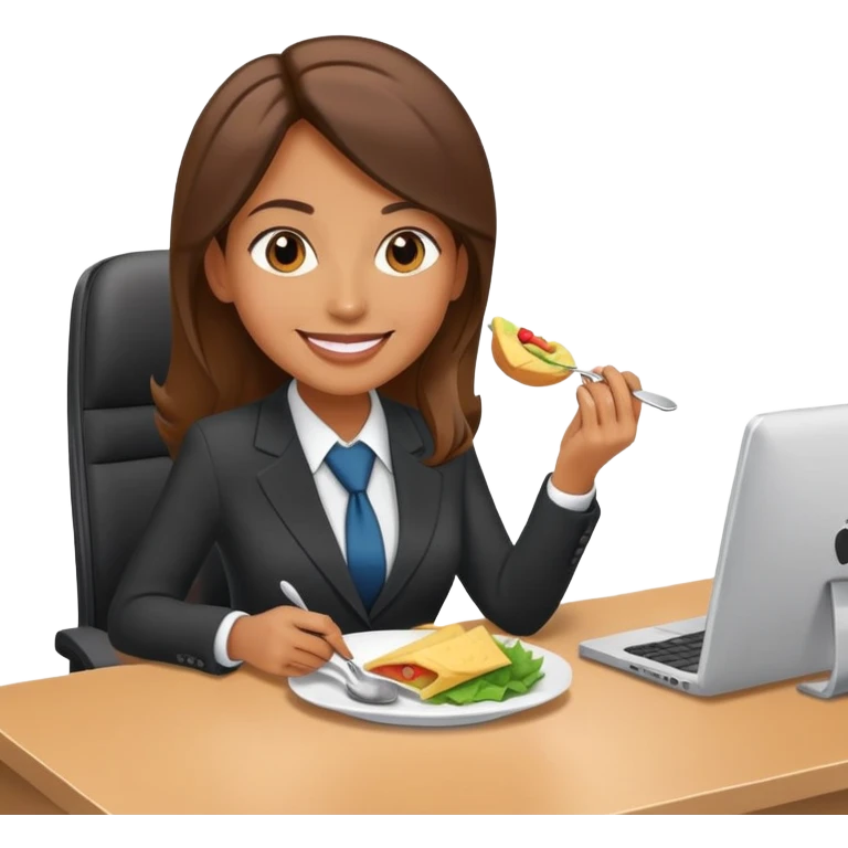 businesswoman at lunch at the office emoji