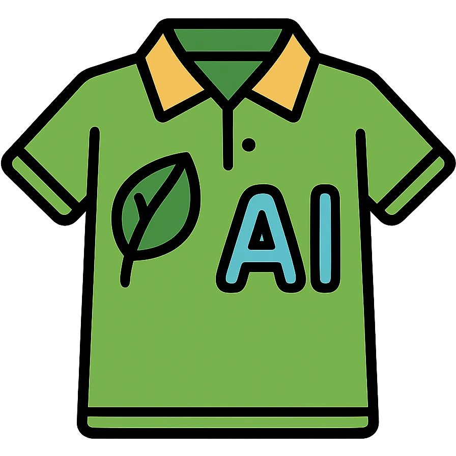 eco-friendly polo shirt with AI details, clean lineal color icon with black outlines emoji