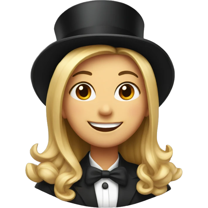 smiling girl in top hat emoji