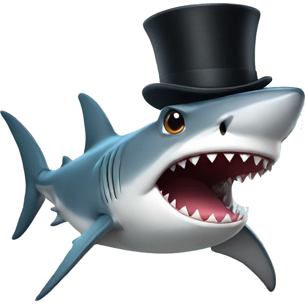 Shark with a top hat emoji