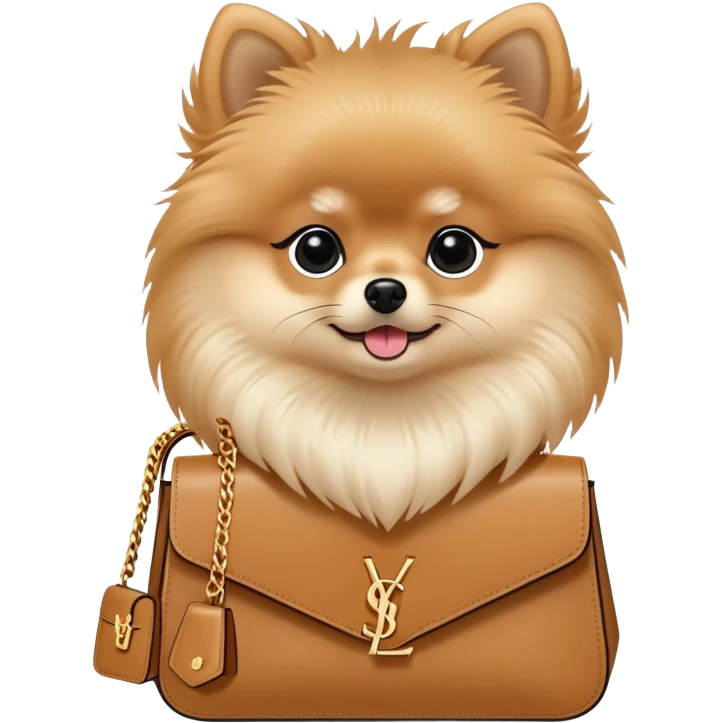 Pomeranian with a ysl bag emoji
