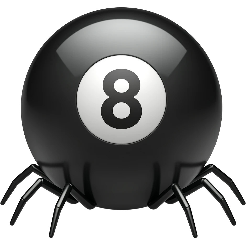 Black 8 Ball with spider legs emoji