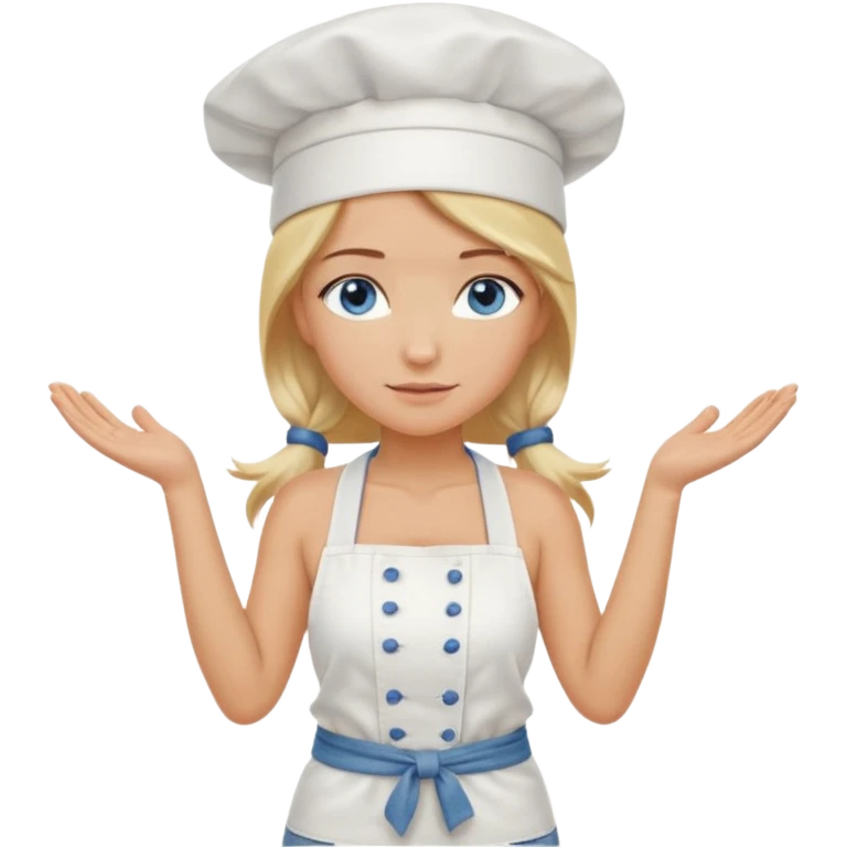 Sexy Full body  pretty
Long Blonde hair blue eyed female chef arms folded wearing tank top and denim shorts and chef hat arms folded emoji