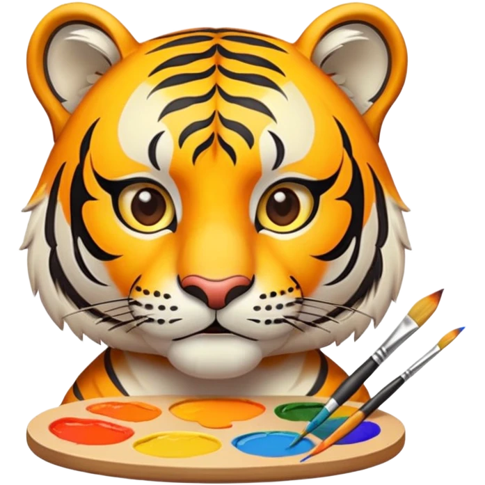artist tiger face with palette and paintbrush for Twitch emote emoji
