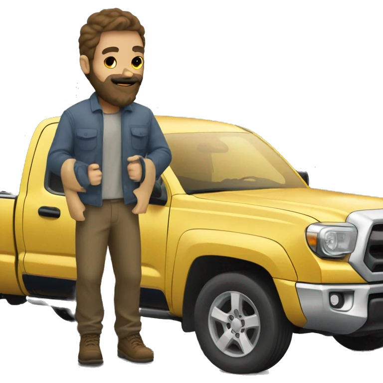 Guy with beard next to a tacoma truck emoji