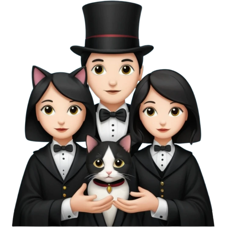 magician couple and their pet cat emoji