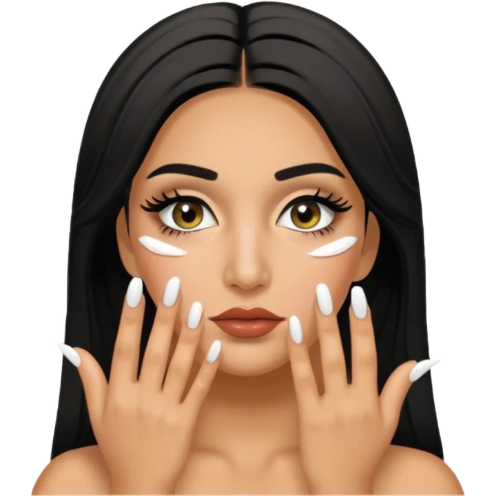 Baddie Latina emoji with fake lashes and white nails with cum covering her face emoji
