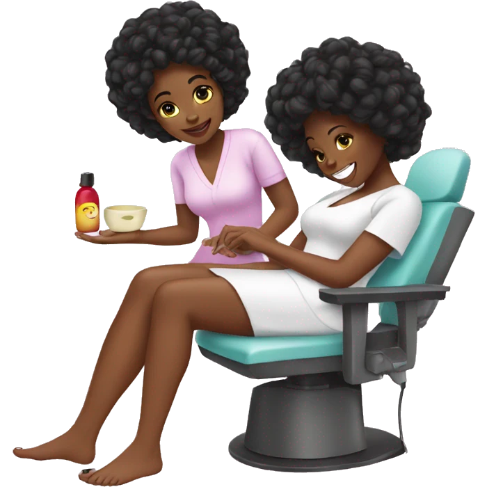Black girl getting pedicure emoji