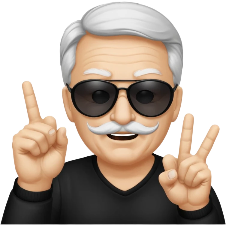 Some white old guy with a mask on and black shades with it also holding up the middle fingers emoji