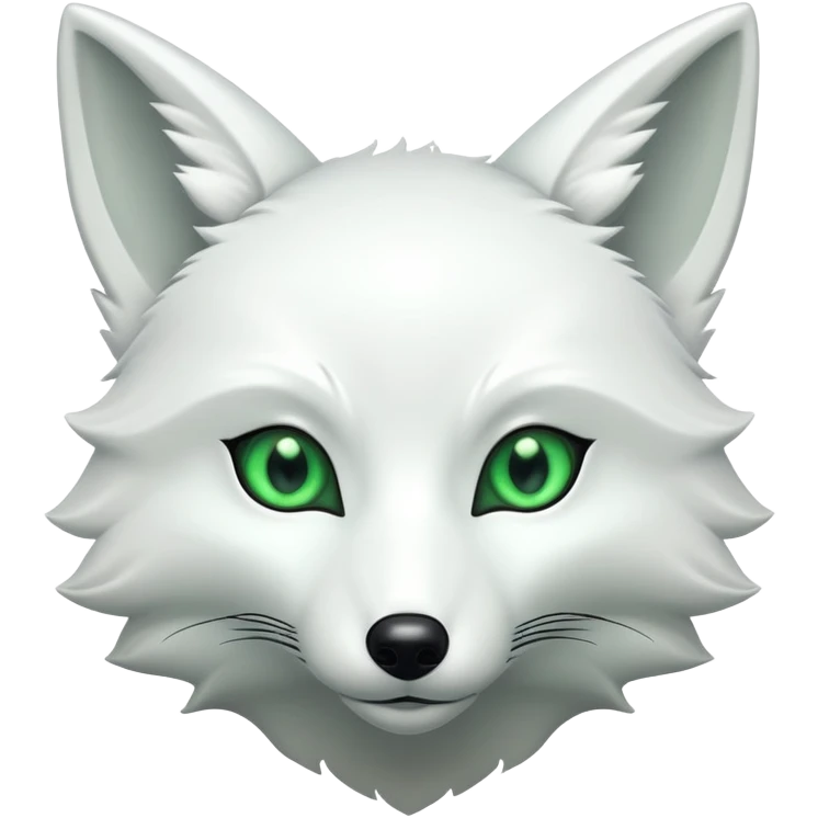 White foxes with green eye love alien emoji