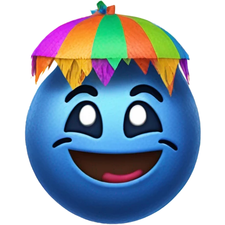 Blue berry with a happy face dress as a piñata  emoji
