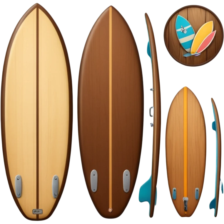 1 brown Surfboard with Sticker emoji