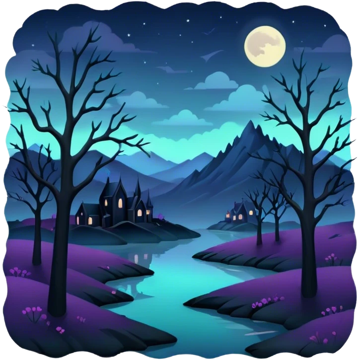 goth  eerie pastel night landscape  emoji