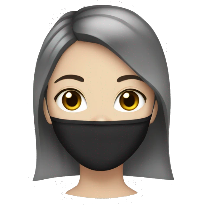 white girl with black hair with face mask emoji