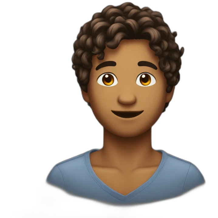 Un jeune homme avec des cheveux marrons, des lunnettes de soleil noires une chaîne autour du cou emoji