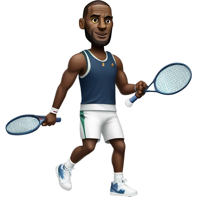 lebron playing tennis, full body with racket emoji