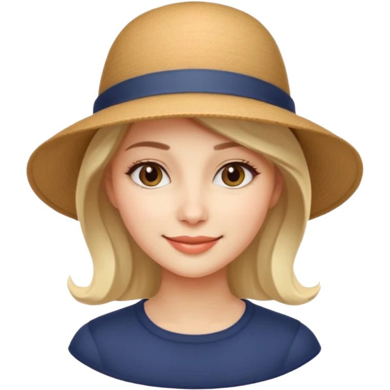A realistic portrait of a woman wearing a stylish hat, soft shadows on her face, gentle smile, natural skin texture, cinematic lighting
 emoji