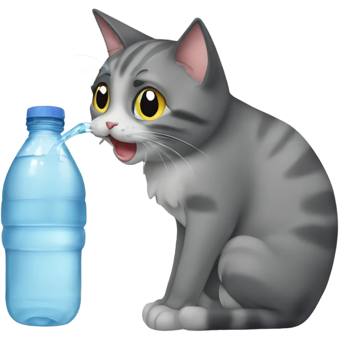 cat drinking water in bottlr emoji