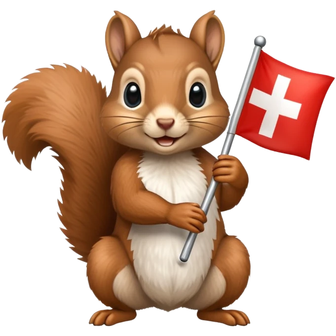 squirrel holding a swiss flag emoji