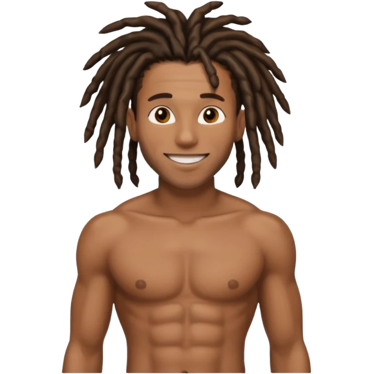 black man with dreads shirtless with abs emoji
