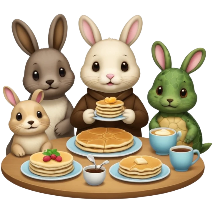 Seal, dog, bunny, turtle eating pancakes in 1 image emoji