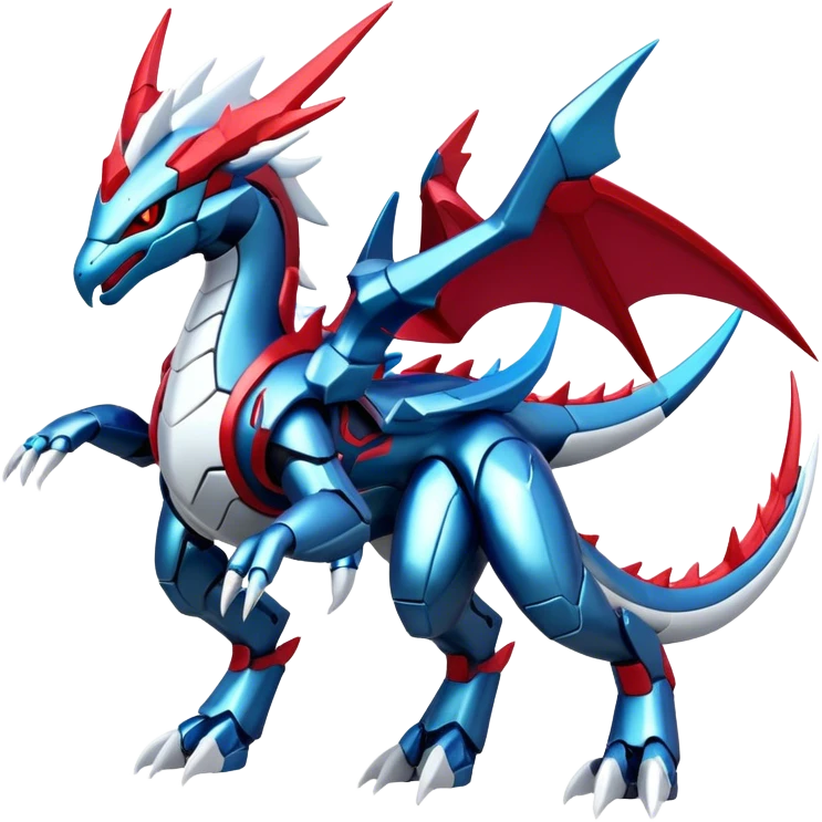 Futuristic Kyurem-reshiram-salamence-dialga-suicune-hybrid, full body emoji
