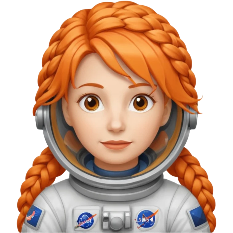 Astronauts, Middle-age, female, orange braided hair emoji
