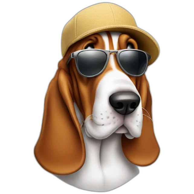 basset hound with cap and sun glasses emoji