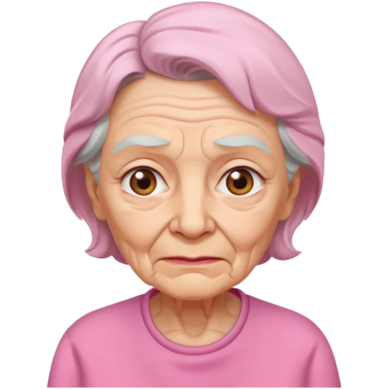 Elderly woman wear pink shirt emoji