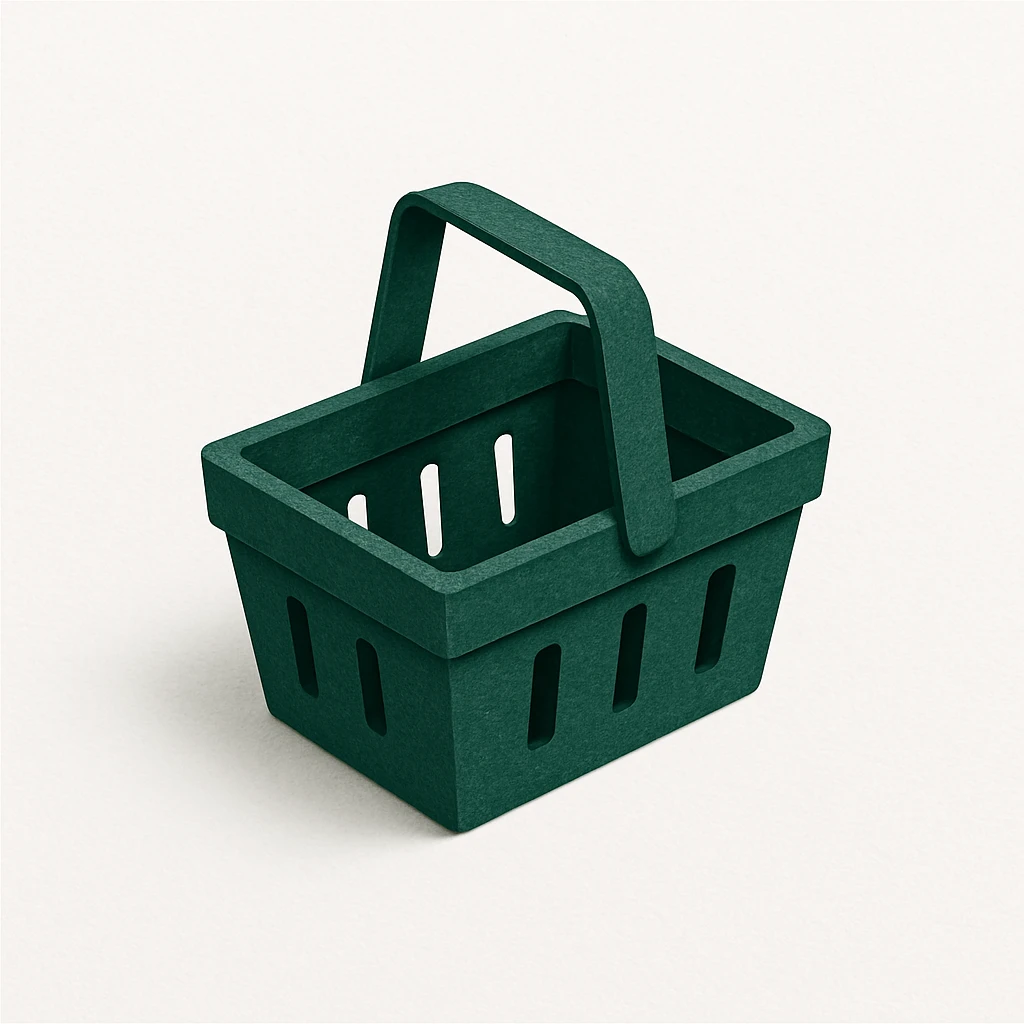 Dark green empty grocery basket isometric emoji