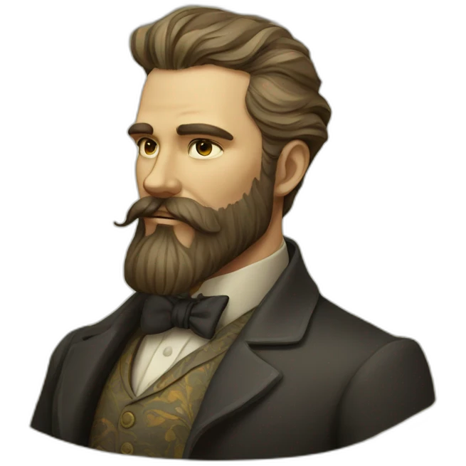 handsom bearded man art nouveau emoji