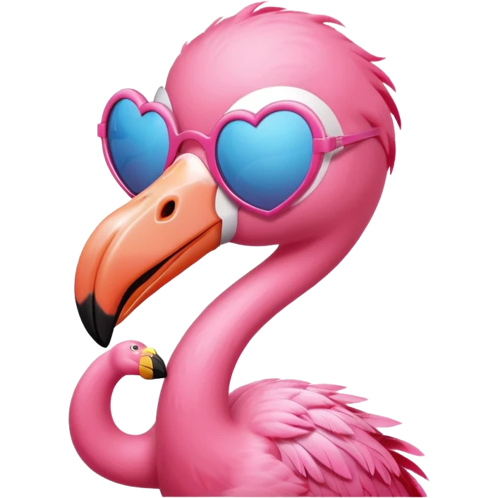flamingo wearing heart-shaped sunglasses emoji