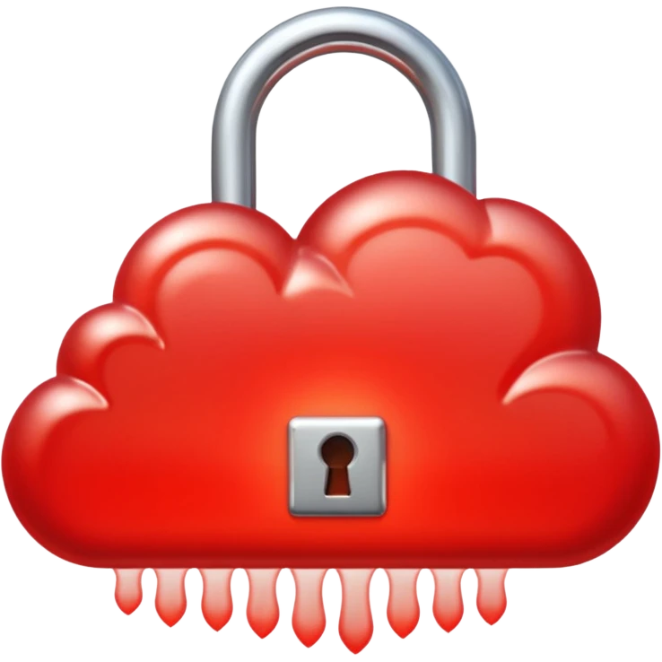 a red glowing cloud with a padlock emoji