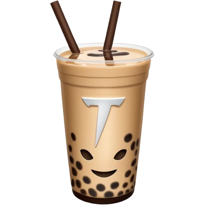 Boba tea in tesla, without a person and with the tesla logo keep the boba tea like that and make it the car and the boba tea how it was and boba tea more without a face just a little smaller to go on pinterest emoji