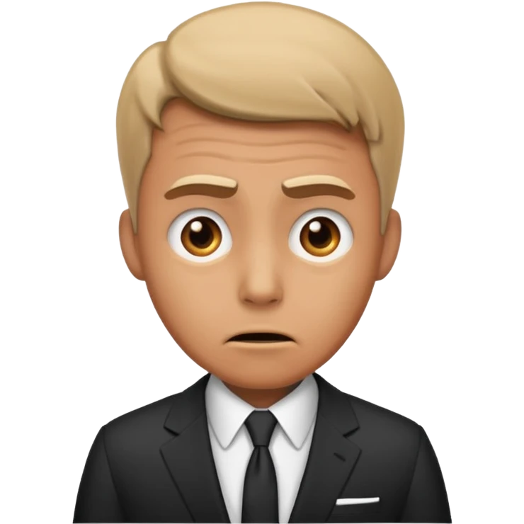 Dude being scared but nonchalant in a suit emoji