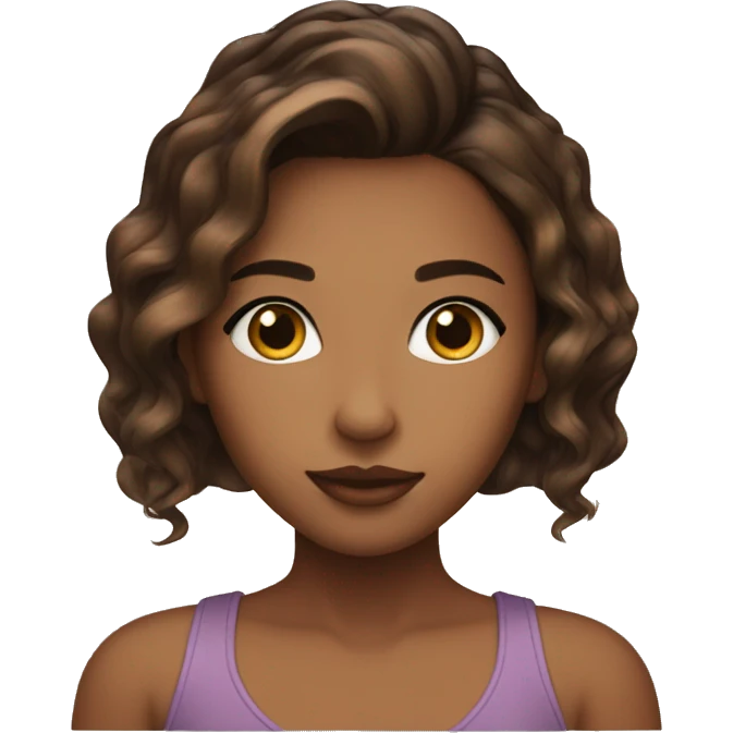 Girl with caramel balayage and dark eyebrowns and ayes emoji