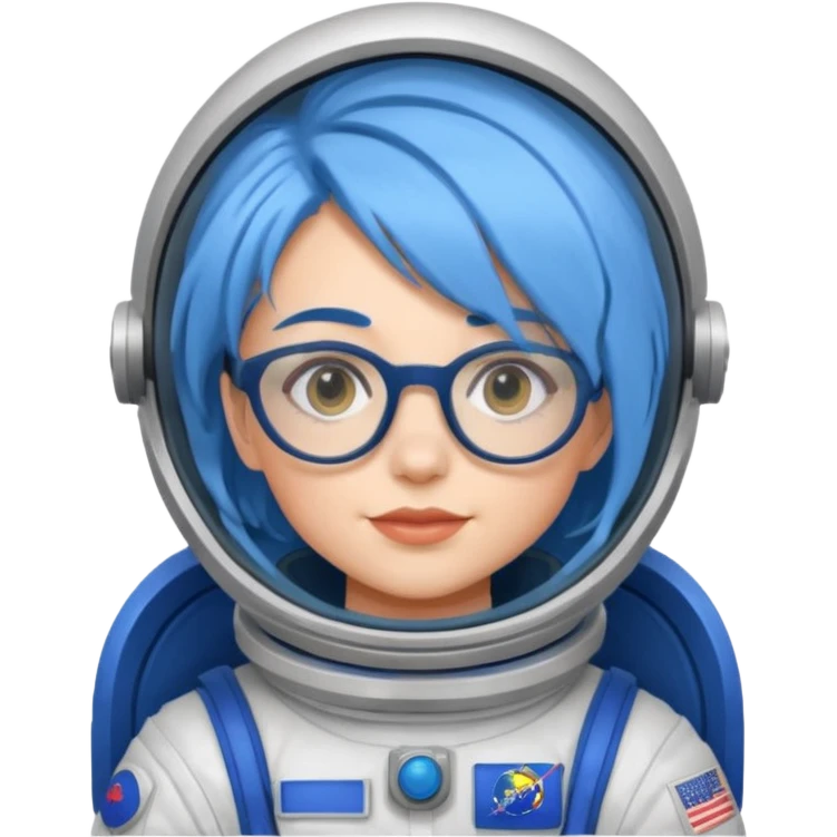 Female astronaut with blue hair, wear glasses emoji