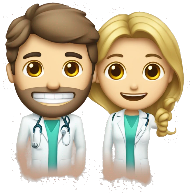 dentista hombre y dentista mujer emoji