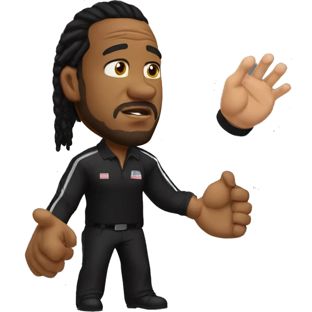 ufc referee herb dean shrugging his shoulders with a black shirt emoji