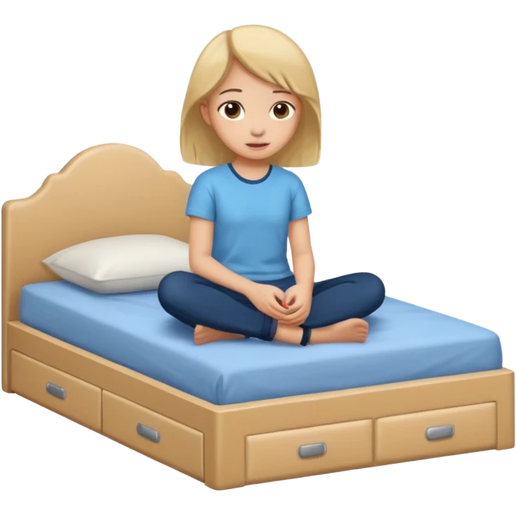 Jeune fille ado assise sur  un lit emoji