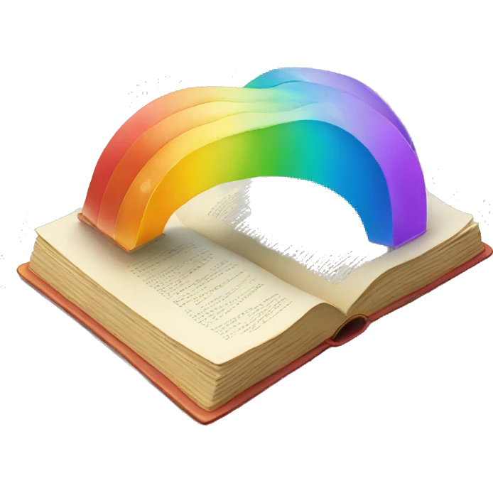 Open book with rainbow emoji